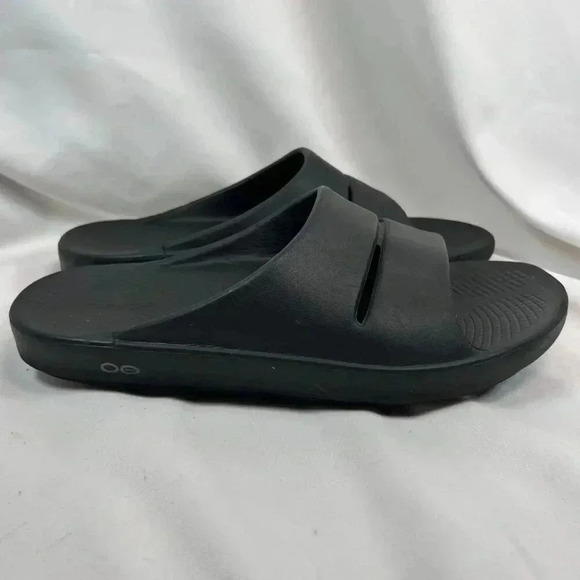OOFOS OOahh Sport Flex Slides Size M9/W11 Black Athleisure - Picture 6 of 9